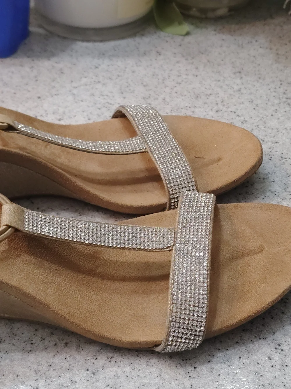 Style & Co.✨Tan Rhinestone T-Strap Sandals - Picture 3 of 7